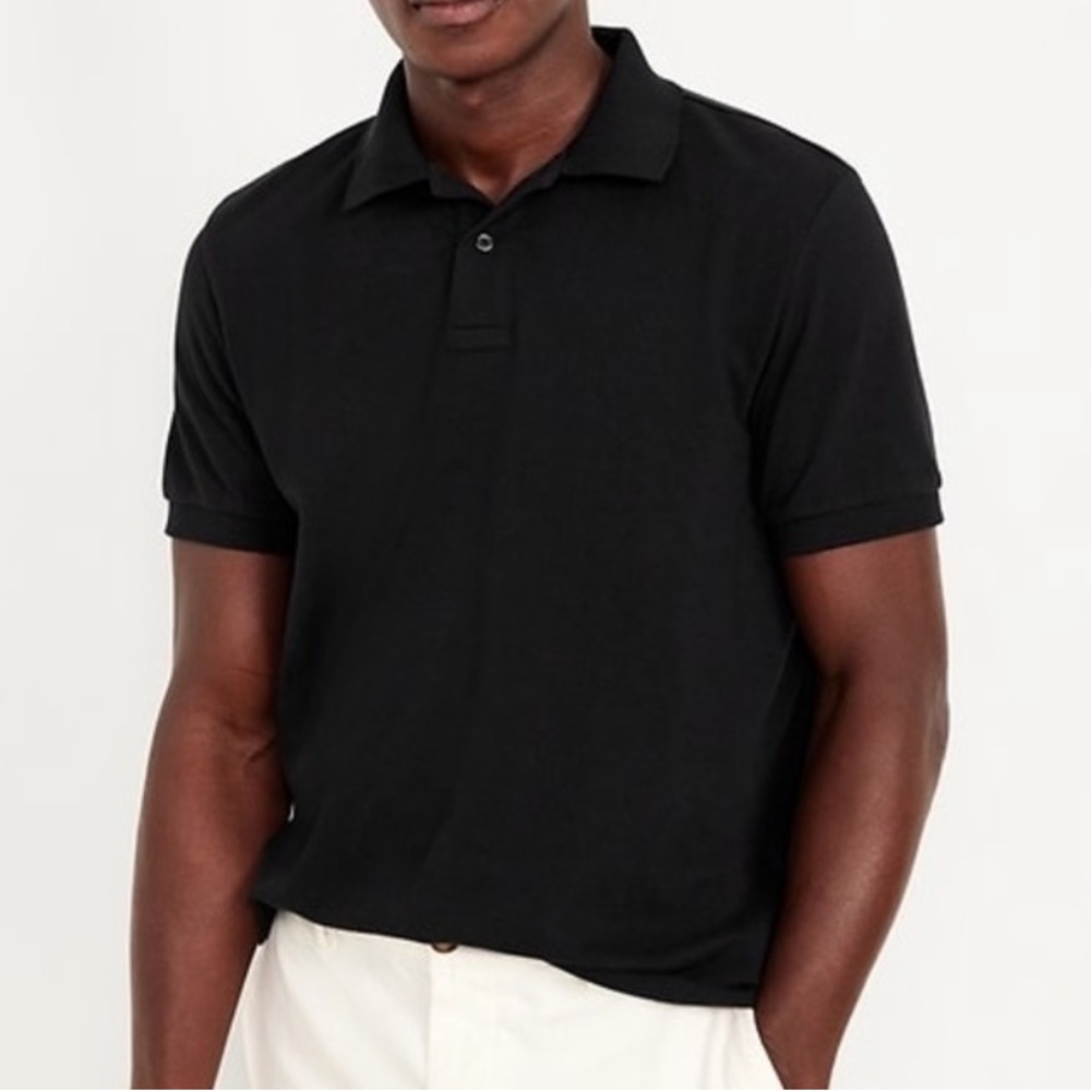 Old Navy Mens Black Polo Shirt Size Large Soft Cotton Blend Classic Short Sleeve